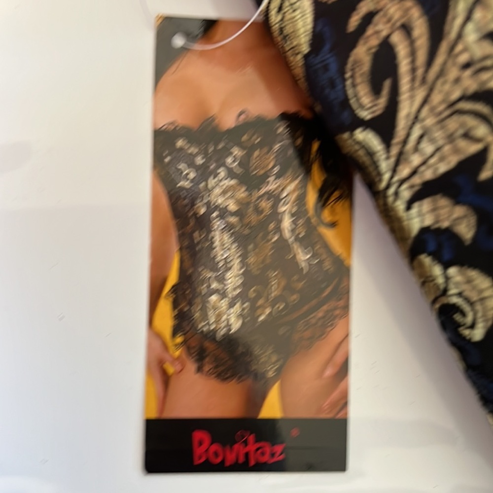 ❤️ Bonitaz ❤️ Black Gold Jacquard Corset